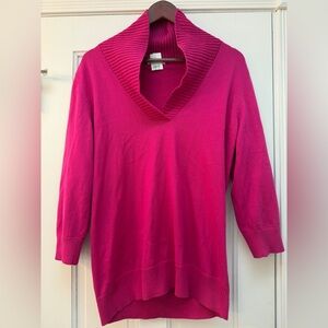 LOFT Vibrant Pink Cowl Neck Sweater